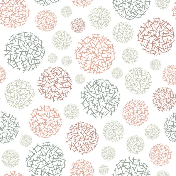 Doodle round abstract seamless pattern. Vector organic background with scribble lines. — Vector de stock