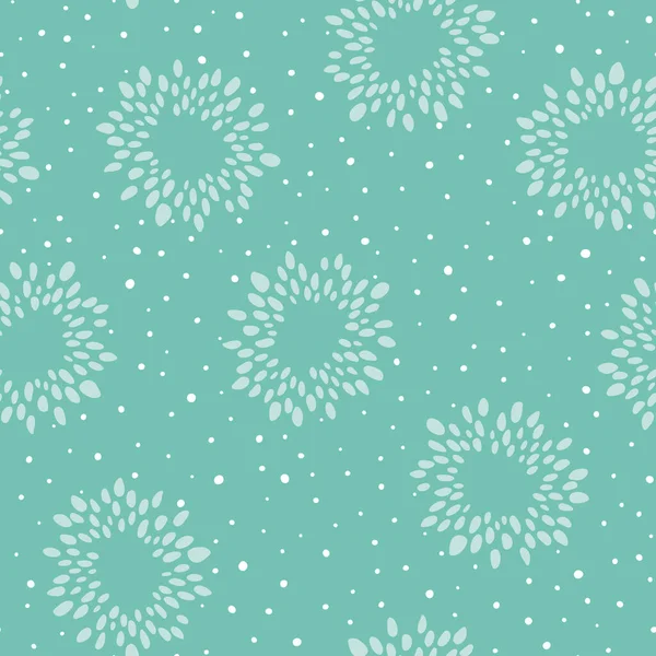 Doodle floral seamless pattern with abstract flowers. Hand drawn vector. Green repeat background. — Stockový vektor