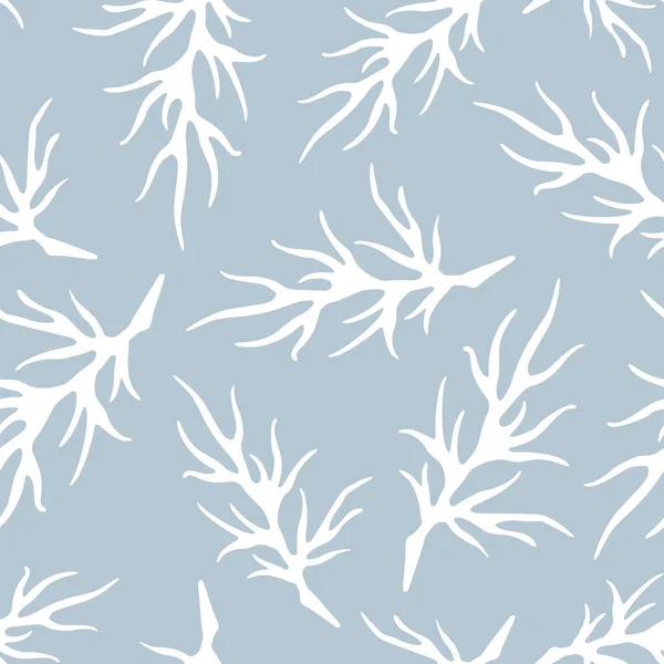 White chamomile leaves on a gray background. Floral seamless pattern. — Vector de stock