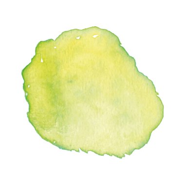 Yellow-green stain of paint watercolor on paper. Vector splash background with gradient. Ink paint brush spot. For design, cards, labels or brochure.