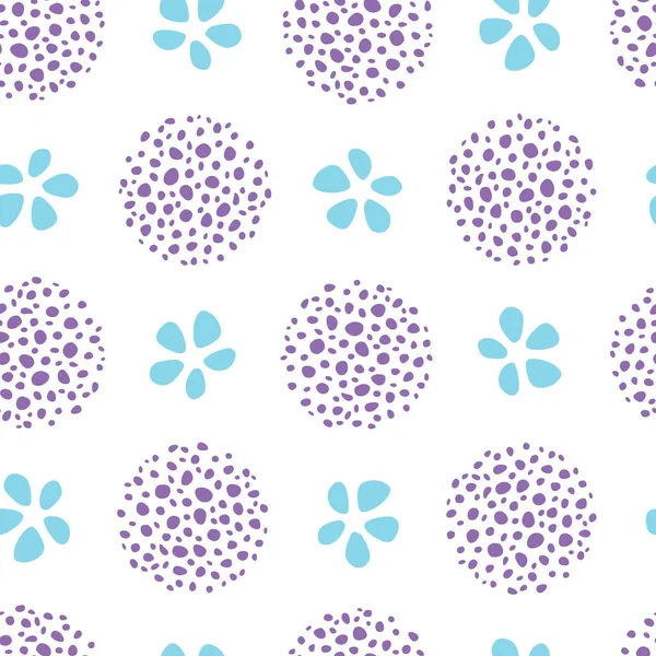 Seamless Pattern Circle Textures Symboloc Flowers Hand Drawn Vector Elements —  Vetores de Stock