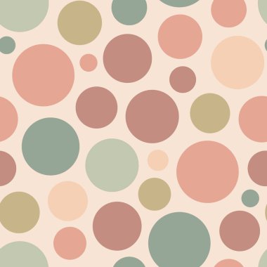 Circle shapes in natural colors. Vector seamless pattern. Background for wrapping, fabric, wallpaper or cards.
