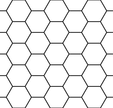 Vektörsüz geometri şablonu altıgen, siyah ve beyaz. Kumaş, duvar kağıdı, hatıra defteri, kart veya paketleme için Geometrik bal peteği arkaplanı.