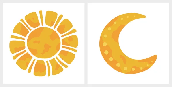 Boho Tarzında Sevimli Güneş Pastel Karalama Elementleri Çıkartmalar Kartlar Çocuk — Stok Vektör