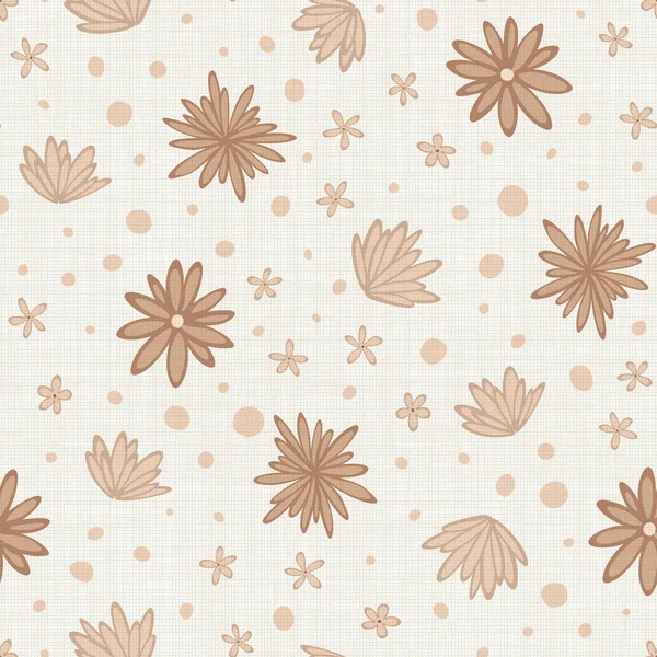 Fleurs Brun Caniche Plantes Dessinées Main Modèle Sans Couture Texture — Image vectorielle