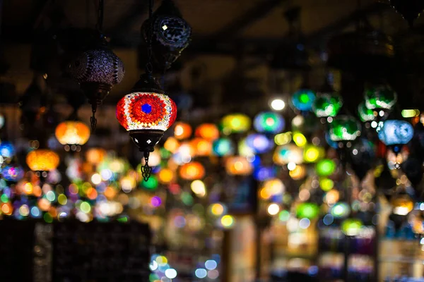 Декоративные Красочные Светильники Восточных Свечей Уличном Рынке Каппадокии Турция — стоковое фото