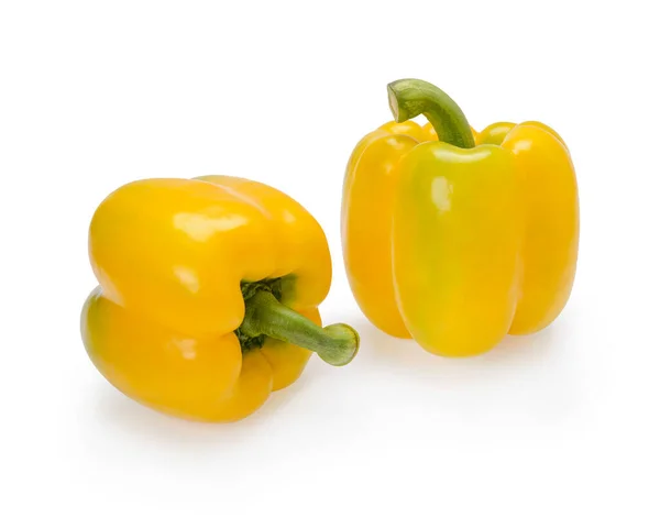 Fresh Sweet Peppers Separate Leaves White Background — Zdjęcie stockowe
