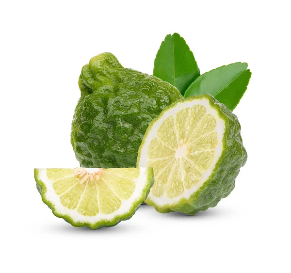 Frischer Begamot Mit Isolierten Blättern Auf Weißem Hintergrund — Stockfoto