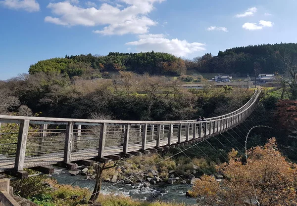Takimi Brug Bij Harajiri Watervallen Gebouwd Boven Ogata Rivier Biedt — Stockfoto