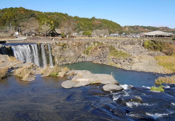 Piękne Wodospady Harajiri Krajobrazy Woda Przepływa Przez Rzekę Ogata Tworzy — Zdjęcie stockowe