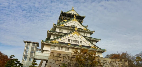 Château Osaka Dans Soirée Hiver Osaka Japon — Photo