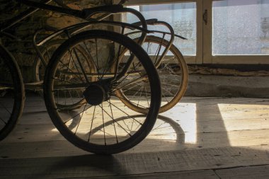 sunset light in my baby stroller wheels