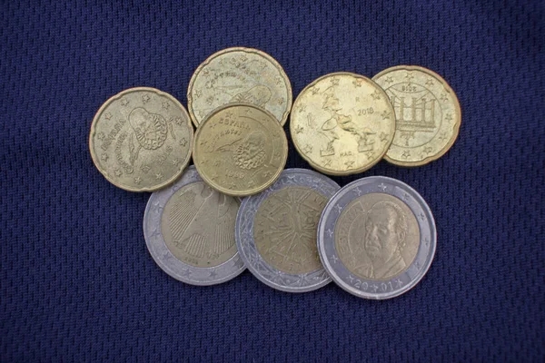 euro coins on the mat to pay for an expensive cost of life