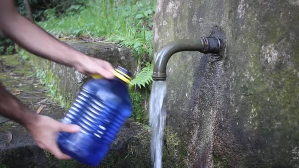 Befüllung Einer Flasche Mit Wasser Aus Dem Wasserhahn — Stockvideo