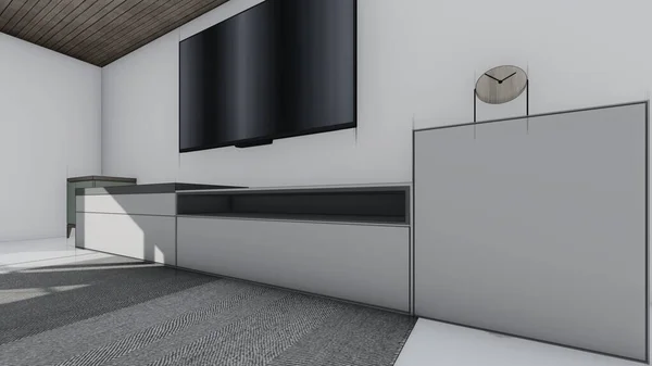 Mobilya modern oturma odası kanepe masası televizyon dolabı iç taslak 3D resim