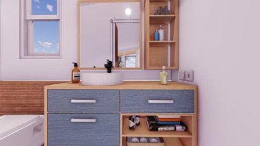 modern mobil ev iç mimari tasarım kavramı gökyüzü arkaplan animasyonu