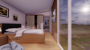 modern mobil ev iç mimari tasarım kavramı gökyüzü arkaplan animasyonu