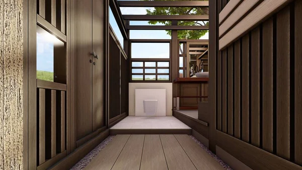 Tropical Wooden House Beach Architecture Design Illustration — 스톡 사진