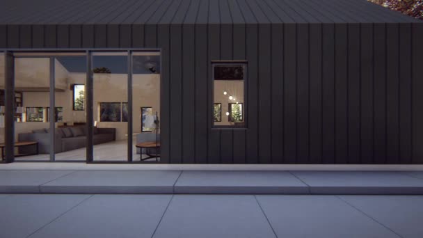黑色现代房屋3D动画 — 图库视频影像