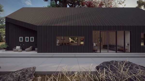 siyah modern lüks ev 3D resim
