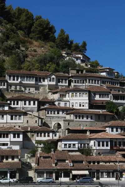 Characteristic White Houses Tiled Roof City Berat Albania — Stock Photo, Image