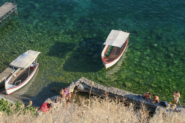 Playa Potpesh Ciudad Ohrid Macedonia Del Norte — Foto de Stock