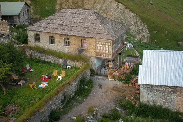 Typical guest house in the town of Adishi, to rest between mountains of the Mestia-Ushguli trekking, Georgia.