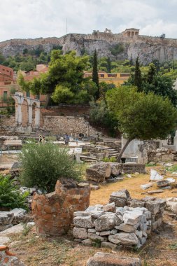 Roman Agora and in the background the Acropolis of Athens, Greece. 