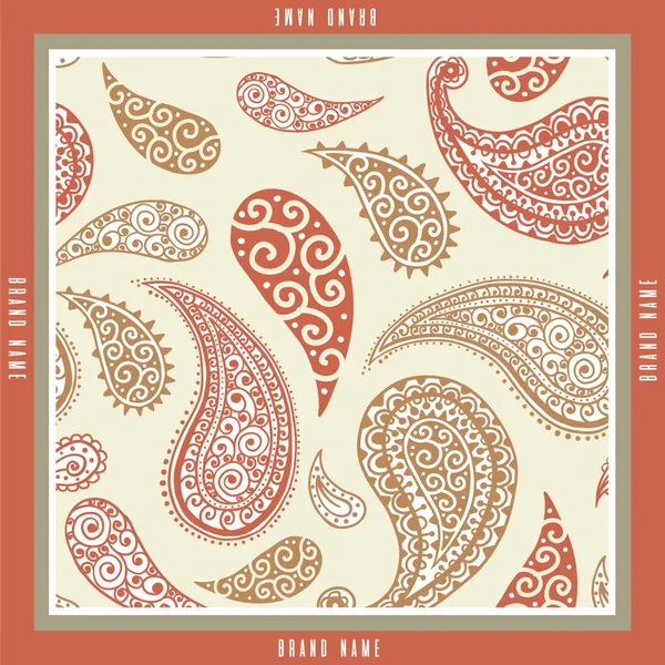 Bandana Scarf Ornamen Bandana Print Dengan Paisley Dan Pola Bandana - Stok Vektor