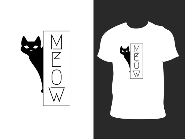 Kedi Günü Shirt Tasarımı Kedicik Moda Tipografi Tişörtü Tasarımı — Stok Vektör