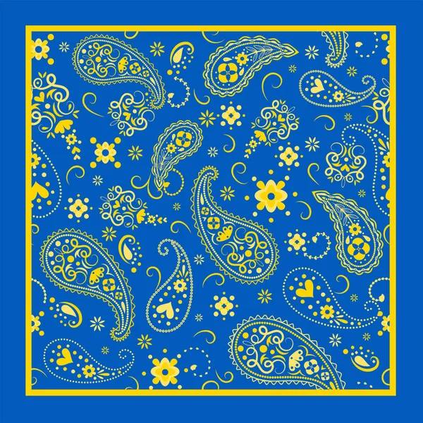 Seide Ukraine Flagge Farbe Schal Muster Mit Markennamen Kopftuch Bandana — Stockvektor