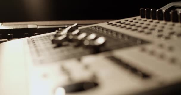 Many Levers Control Panel Soundboard Dark Recording Studio — Vídeo de Stock