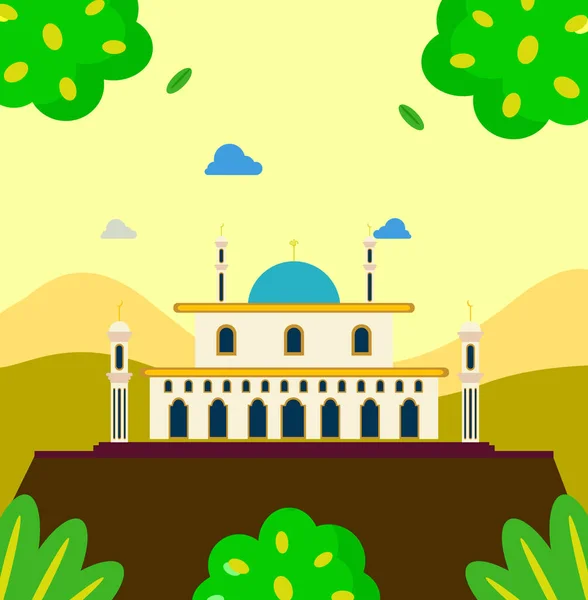 Colorfull Flat Design Mosque Green View Suitable Your Design — Fotografie, imagine de stoc