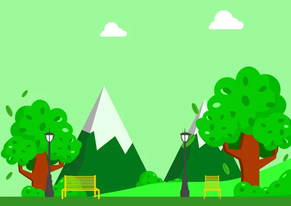 多彩的森林平面设计 绿树成荫 适合你的设计 — 图库照片