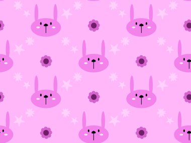 Pembe arka planda kusursuz tavşan çizgi film karakteri.