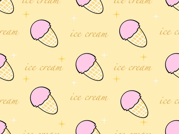 Dondurma çizgi film karakteri turuncu arka planda kusursuz desen.