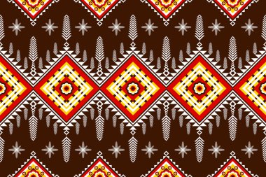 Soyut etnik geometrik desen, baskı, sınır, gelenek, etnik oryantal dikişsiz desen, illüstrasyon, Gemetrik etnik oryantasyon deseni geleneksel