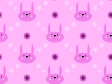 Pembe arka planda kusursuz tavşan çizgi film karakteri.