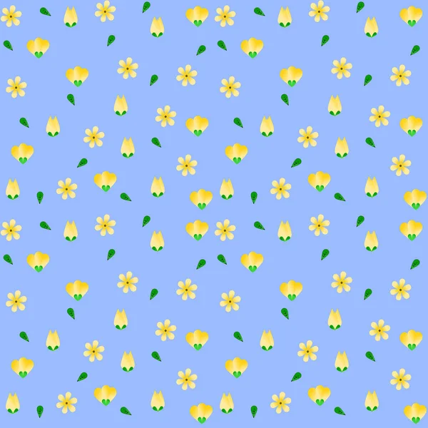 Безшовний Візерунок Квіткові Форми Синьому Фоні — стоковий вектор