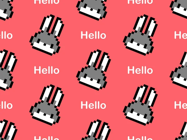 Rabbit Cartoon Character Seamless Pattern Red Background — Stock Vector
