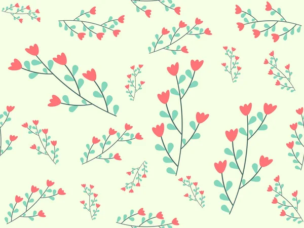 緑色の背景でシームレスな花柄 — ストックベクタ