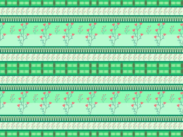 Patrón Floral Sin Costuras Sobre Fondo Verde — Archivo Imágenes Vectoriales