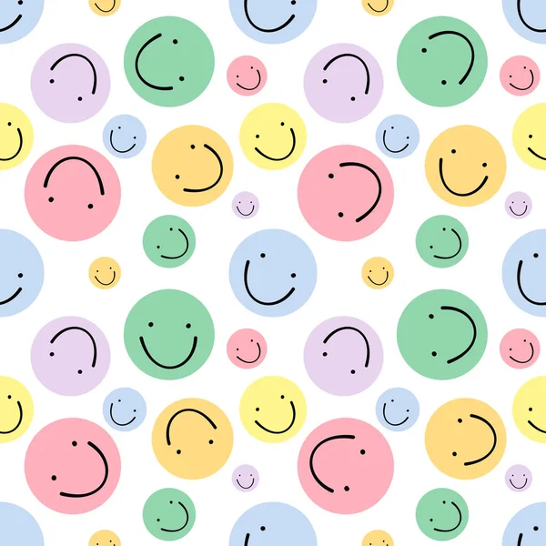 Beau Motif Émoji Smiley Multicolore Sur Fond Blanc — Image vectorielle