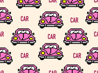 araba çizgi film karakteri turuncu arka planda pürüzsüz desen.