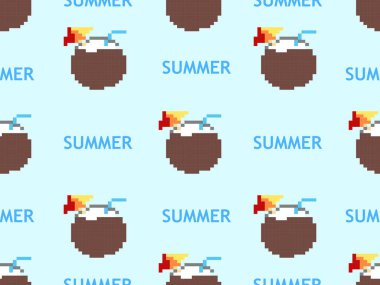 Hindistancevizi çizgi film karakteri mavi arka planda kusursuz desen. Piksel tarzı.