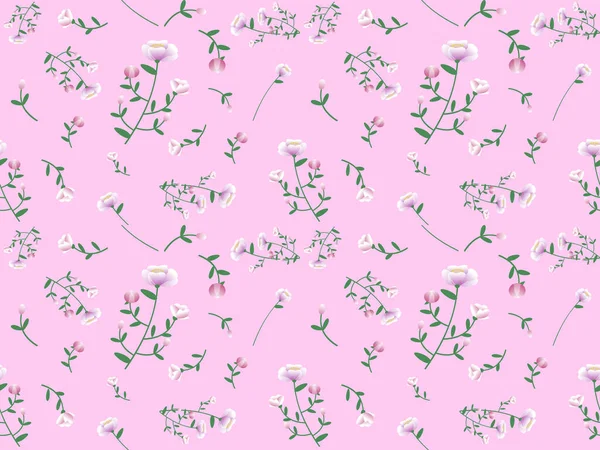Fleur Motif Sans Couture Sur Fond Rose — Image vectorielle