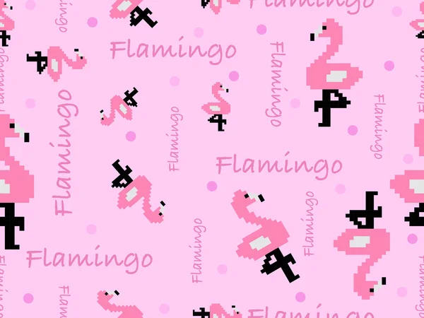 Flamingo Desenho Animado Personagem Sem Costura Padrão Fundo Rosa Estilo — Vetor de Stock