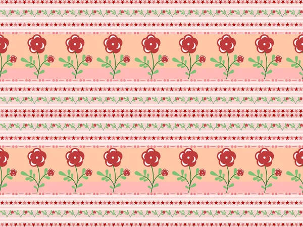 Κόκκινο Λουλούδι Κινούμενα Σχέδια Χαρακτήρα Απρόσκοπτη Μοτίβο Ροζ Φόντο — Διανυσματικό Αρχείο
