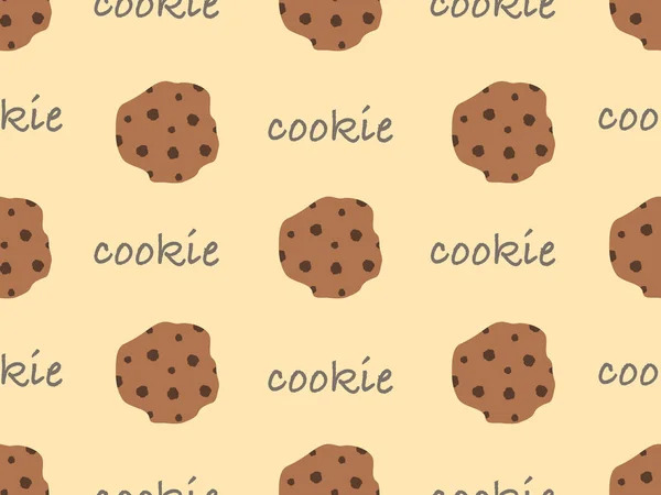 Cookie Rajzfilm Karakter Zökkenőmentes Minta Barna Háttér — Stock Vector