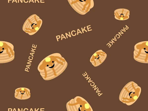 Pancake Stripfiguur Naadloos Patroon Bruine Achtergrond — Stockvector